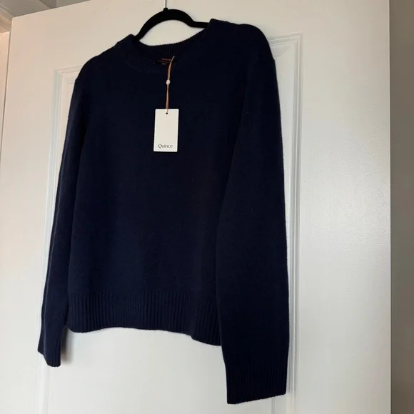NWT! QUINCE Mongolian Cashmere Oversized Crewneck Sweater True Navy Size Medium - Picture 6 of 15